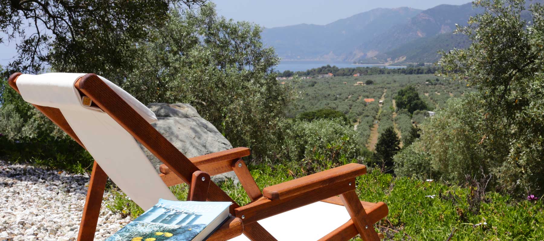 A quiet haven with tranquil views over calm seas and the sweeping olive grove